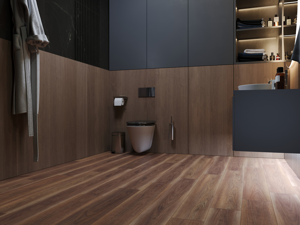 Кварцвиниловый SPC ламинат Cronafloor Grand Sequoia Дуб Красный 1200×180×5 фото в интерьере